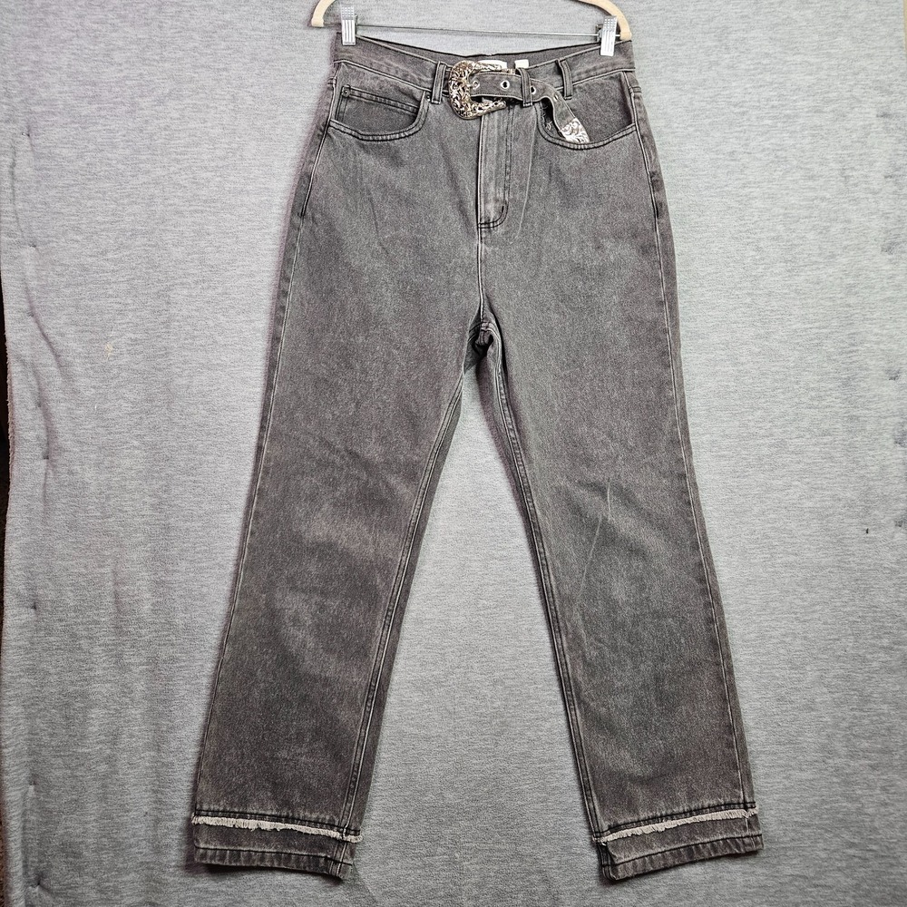 Le A.X. Women's Size 30 Gray Straight Leg Jeans Western Belt Included